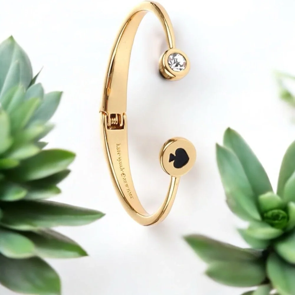 Kate Spade New York Gold Tone Bangle Bracelet with Spade Spot Design - Picture 2 of 4